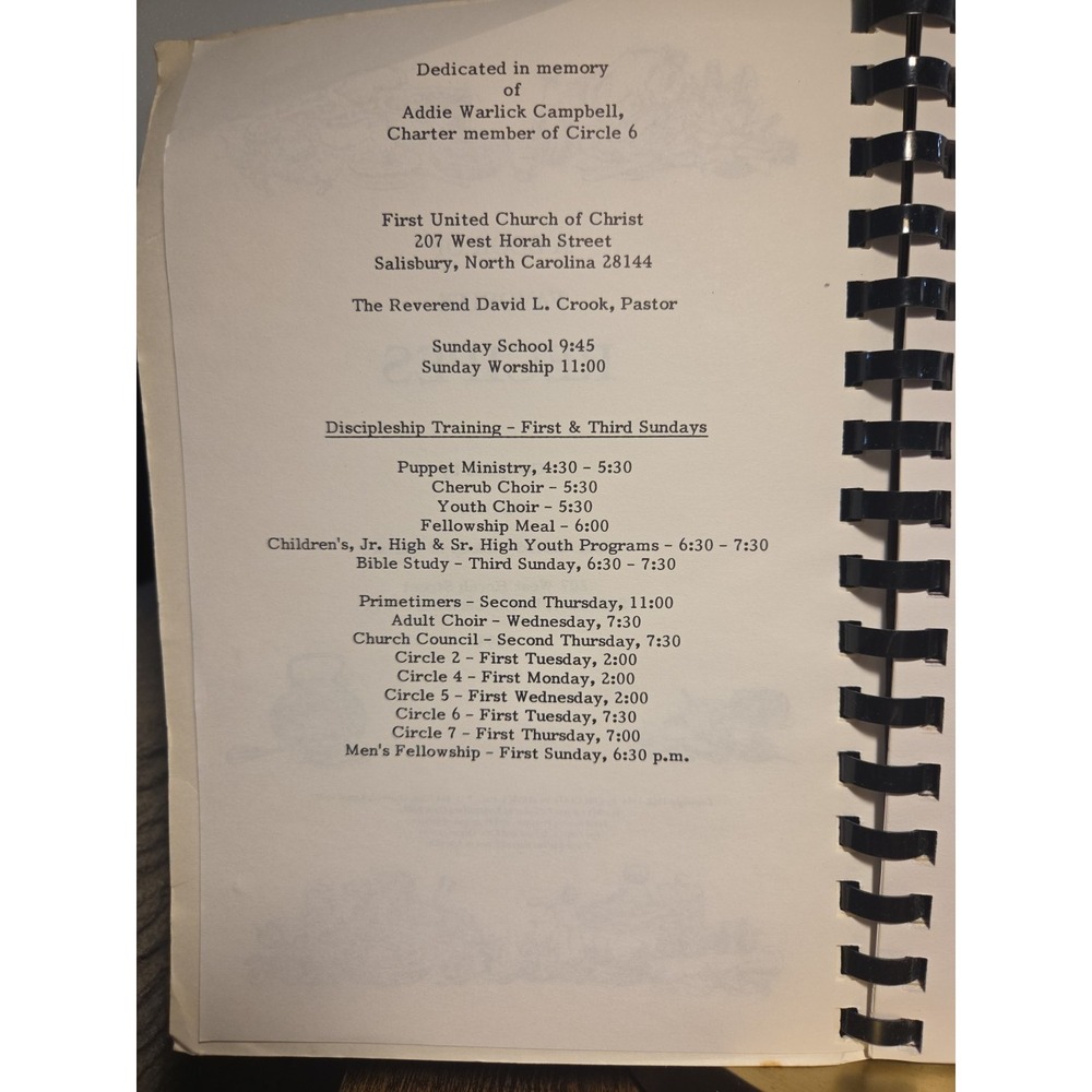 FIRST UNITED CHURCH OF CHRIST COOKBOOK Salisbury North Carolina‎ 1994 - Picture 3 of 16